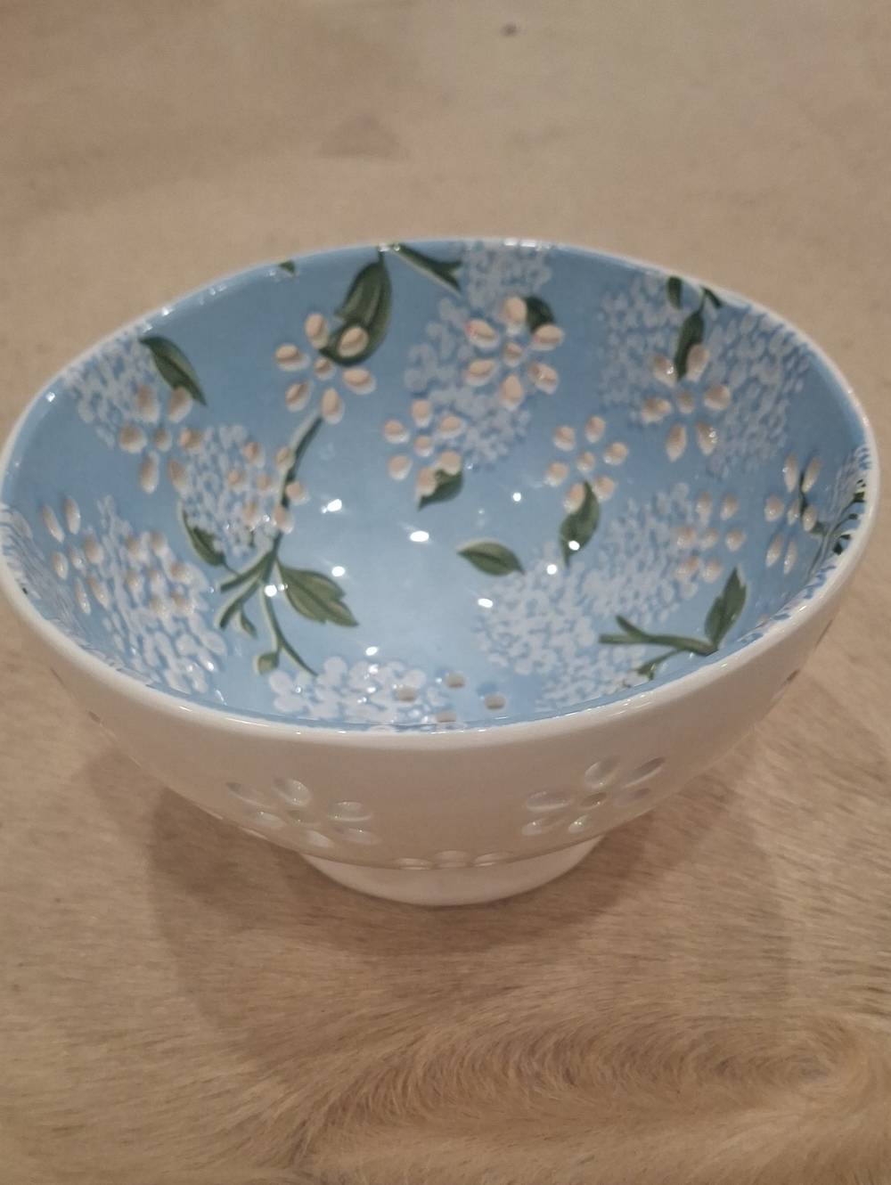Blue Floral Ceramic Decorative Bowl by